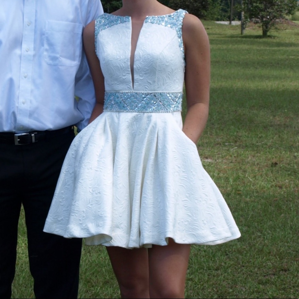 Rachel Allen white homecoming dress